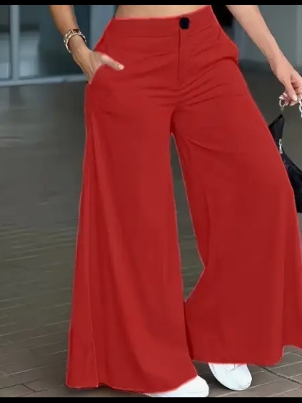 High-Rise Wide Leg Pants — ..Dark Red